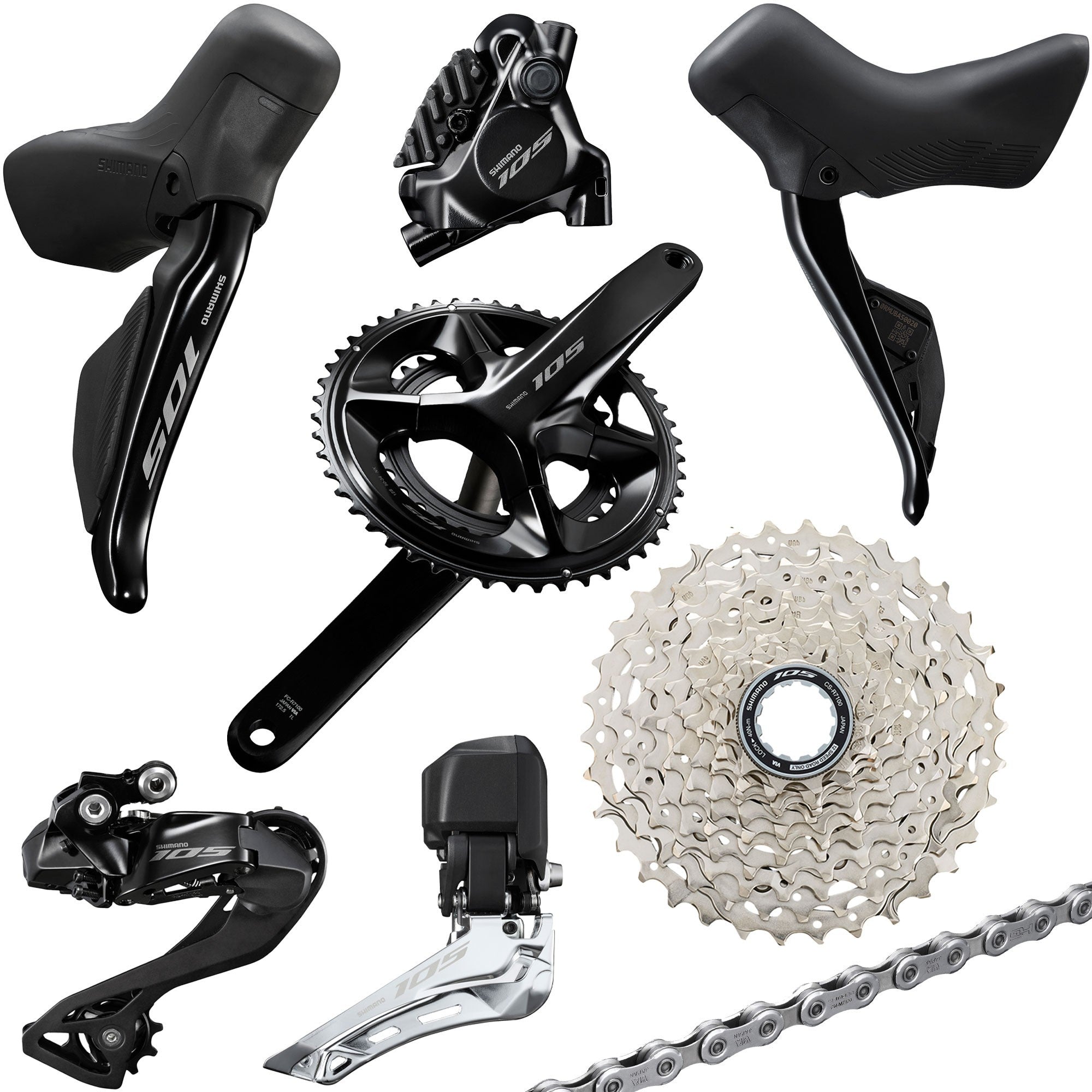 SHIMANO 105 Di2 GROUPSET (EXCL BB AND ROTORS with ULTEGRA front der)