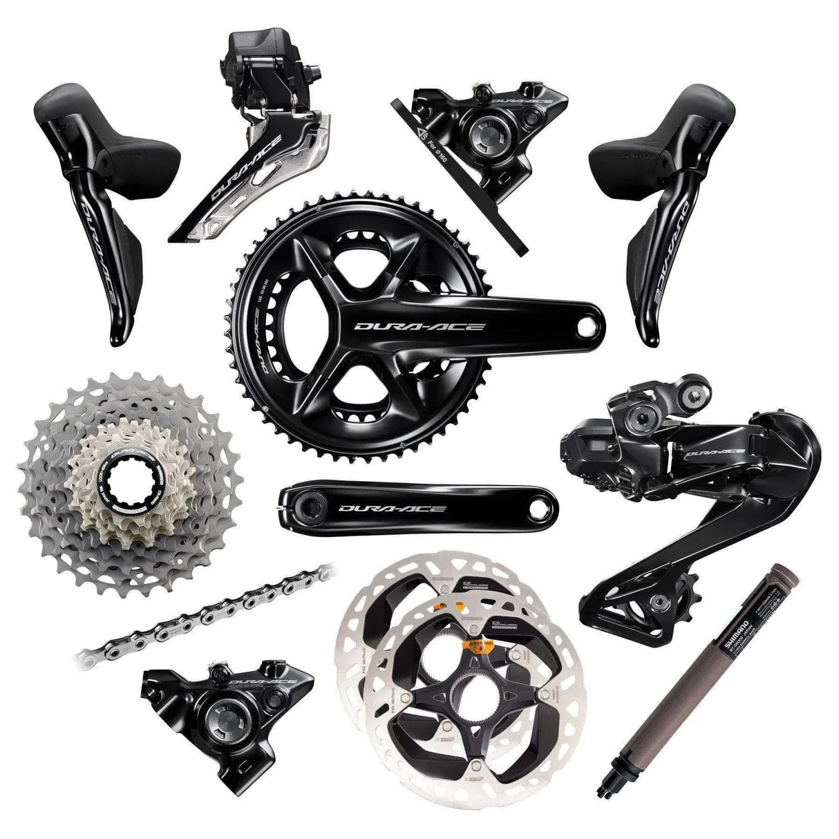 SHIMANO DURA  ACE 12SPD GROUPSET POWER (SHIFTERS/ CALIPERS/ FRONT DER/ REAR DER/ CASETTE/ CRANK/ BATTERY/ 2X DI2 CABLES/ CHARGING CABLE )